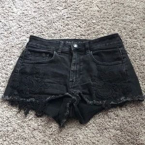 Black lace short shorts